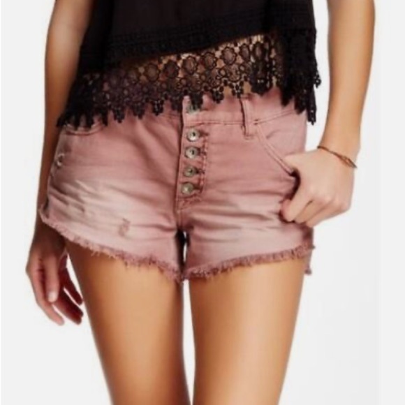 Free People Runaway Slouch Jean Cutoff Shorts 25 Rust Taupe Cowboy Western Boho - Picture 12 of 12
